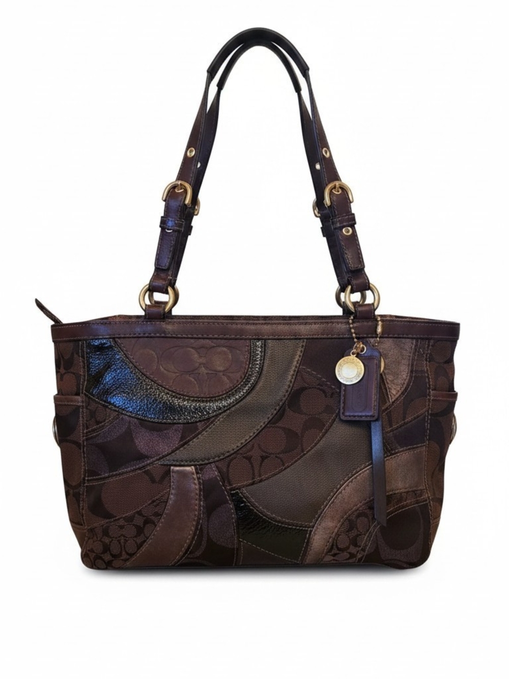 Vintage Coach Brown Patchwork Tote Handbag